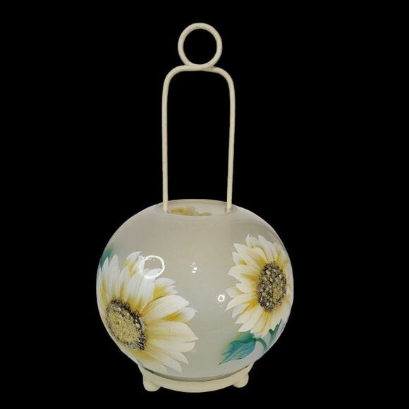 Vintage Round Glass Handpainted Candle Holder Lantern - Picture 3 of 12